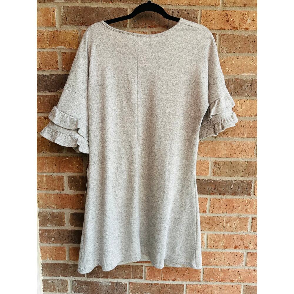 Speechless Women's Gray Ruffle Sleeve Round Neck Mini Sweater Dress Size XXL - Picture 2 of 4